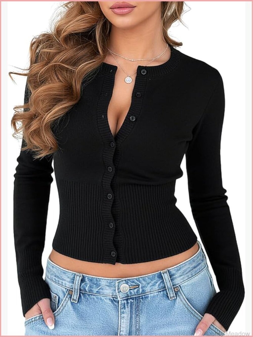 Fall Knit Cropped Cardigan Sweater Lightweight Long Sleeve